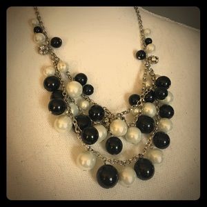 Dazzling Black & White Beaded Statement Necklace